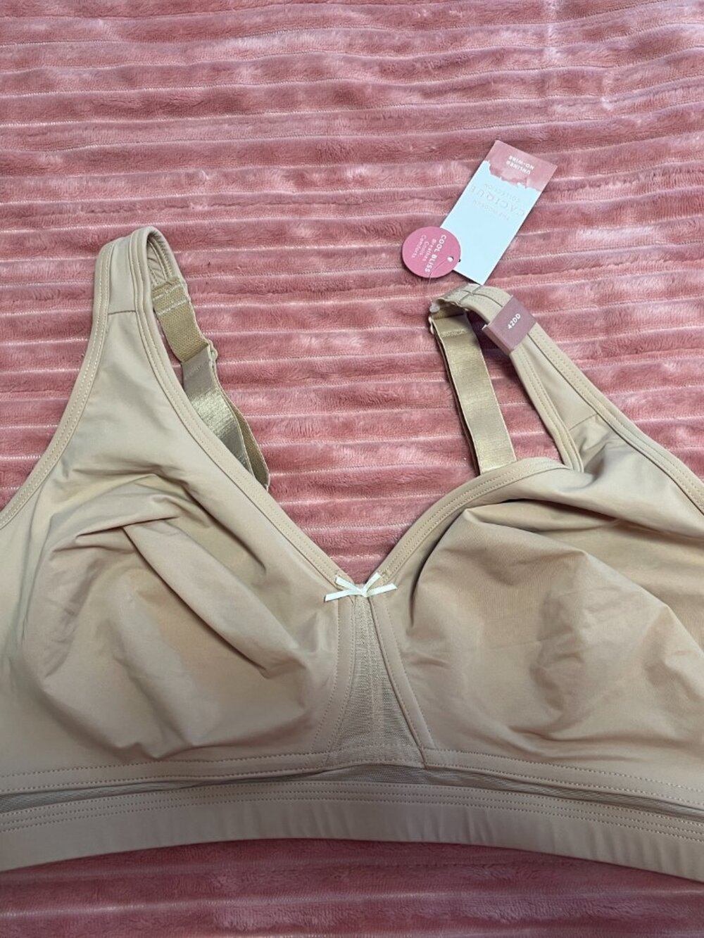 Cacique Cool Bliss Unlined No-Wire Bra 42DD Nude Beige NWT